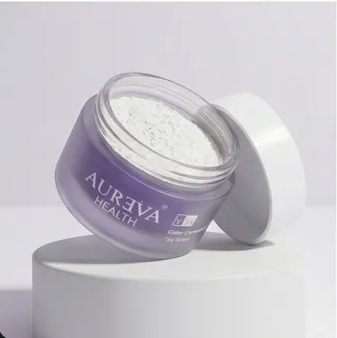 Close-up of the open AURÉVA powder jar