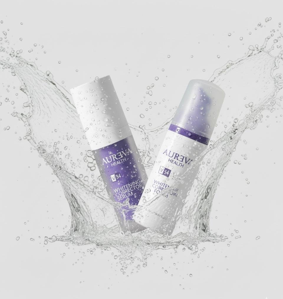 AURÉVA serum and foam with a water splash